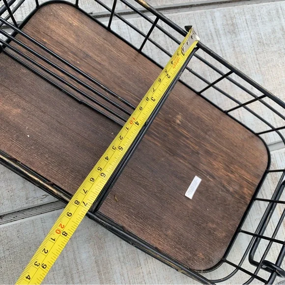 Rustic Nesting Wire Storage Baskets w Wood Base Farmhouse Organizer Set Handles